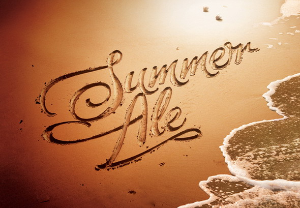 реклама пива надпись на песке